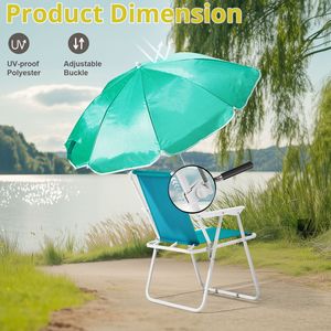 Sedia da Spiaggia Pieghevole Leggera e Portatile con Ombrello per Adulti, Capacità 120 kg, in Tessuto Oxford per Viaggi, Picnic e Concerti - Product Image 5