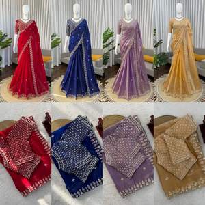 Sari en soie Fendy au design exclusif avec chemisier élégant, tenue de soirée indienne tendance, chic et ethnique pour femme - Product Image 6