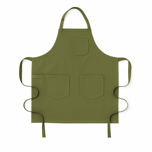 Tablier en coton unisexe de qualité supérieure avec poches, bretelles réglables, manches courtes et fermeture à boutons-pression pour restaurants et bars (vente en gros) - Product Image 2