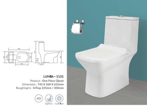 WC monobloc avec dimensions 745x360x655 mm, siphon en S de 225 mm, et système de chasse siphonique exceptionnel avec double chasse et design 4D - Product Image 3