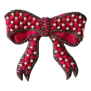 Elegante Pasador de Pelo con Lazo y Perlas Rojas para Mujer, Accesorio de Boda, Estilo de Lazo de Alta Calidad - Product Image 1