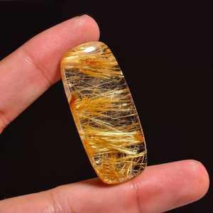 Natural Golden Rutile Quartz Rectangle Cabochon Polished For Jewelry Making 46x20x6 MM - Product Image 1