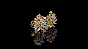 Boucles d'oreilles clous de mariée florales de luxe en diamant rond brillant cultivé en laboratoire |   Conception en cluster |   Bijoux de mariage et de fête pour femmes - Product Image 3