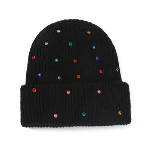 Razers Impex Rhinestone 100% Acrylic Knitted Sublimation Printed Custom Logo Unisex Outdoor Thickened Warm <b>Winter</b> <b>Cap</b> Beanie - Product Image 1