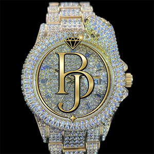 Montre analogique de luxe pour homme BRIVA JEWELS, plaquée or, sertie de diamants, modèle King Cobra, 42 mm, mouvement Shanghai, étanche 3 ATM, calendrier - Product Image 3