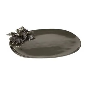 Plateau en métal rond fait main en forme de fleur, plat de service en métal, plateau décoratif classique en métal - Product Image 2