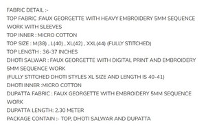 <b>PARTY</b> WEAR GEORGETTE EMBROIDERY SEQUENCE WORK <b>TOP</b> DHOTI WITH DUPATTA PINK WITH ORANGE 67178-1 - Product Image 5