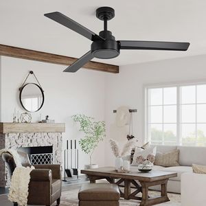 3 ABS Blade 52 \ "luce ventilatore da soffitto fattoria 6 velocità reversibile motore a corrente continua telecomando telecomando a 6 velocità nero per vivere - Product Image 5
