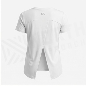 North Approach Pink Crew Neck Short Sleeve T-Shirt <b>Asymmetric</b> <b>Hem</b> Breathable Polyester Women's Sportswear - Product Image 2