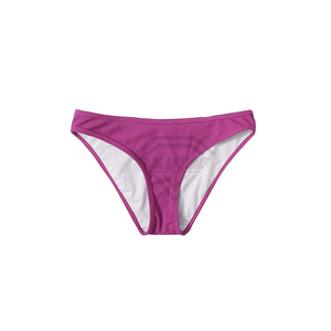 Wholesale Women's Ribbed Bikini Set <b>Crossed</b> Halter <b>Top</b> Hipster Bottom Solid Purple Swimwear Stretch Fabric Regular Fit Beachwear - Product Image 2