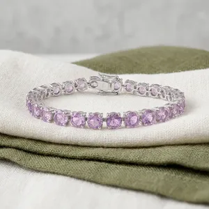 Pulsera de Amatista Rosa en Plata de Ley 92.5 KLSB-20661 - Product Image 4