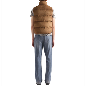top trending Men's Cowhide Suede Down Vest Luxury Puffer Vest Winter Outdoor Vest OEM Private Label leather good manufacturer - Product Image 3