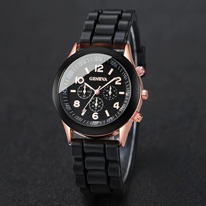 NW1340 5pcs Set <b>Black</b> Quartz <b>Watches</b> for Women Fashionable Silicone Strap Woman <b>Watch</b> Jewelry Set - Product Image 4