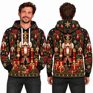 Men's Christmas Santa Claus Print Hooded Sweatshirt Regular Fit Winter Casual Knitted Polyester Full Color Design - Product Image 6