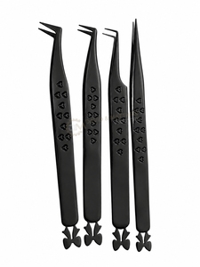 Pince à épiler en acier inoxydable DAVID MATTHEW INDUSTRY avec poignée imprimée cœur, pointe en fibre, couleur noire, préhension fine et parfaite, haute performance - Product Image 1