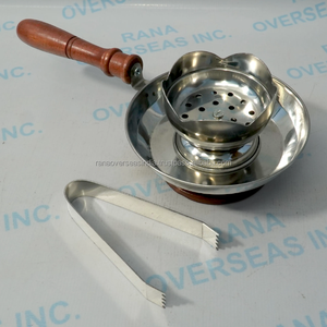 Brûleur d'encens en acier inoxydable en gros avec poignée en bois, bol perforé, plateau rond pour charbon, résine, bakhoor et arômes - Product Image 5
