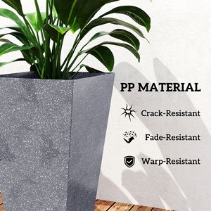 Vasi da fiori impilabili a cono, confezione da 3, in plastica con finitura effetto marmo, fori di drenaggio, altezza 28 pollici, grigio - Product Image 6