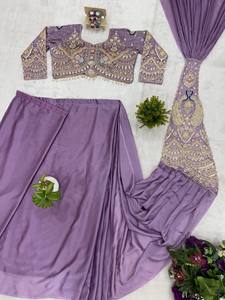 Sari en soie Rangoli élégant prêt-à-porter avec de riches broderies - Product Image 3