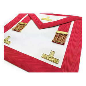 Masonic Worshipful Master Scottish Rite Apron White & <b>Red</b> Adjustable <b>Belt</b> Machine Embroidery Masonic Regalia Scottish Apron - Product Image 6