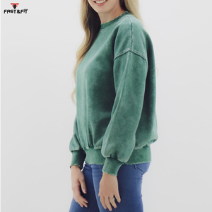 Achetez en gros un sweat-shirt à col rond surdimensionné pour femmes, 100% coton, avec logo personnalisé sur le devant - Product Image 5