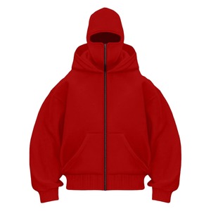 Sweat-shirt à capuche double avec fermeture éclair et logo personnalisé, en coton polaire blanc pour homme, vêtement d'extérieur pour l'hiver - Product Image 5