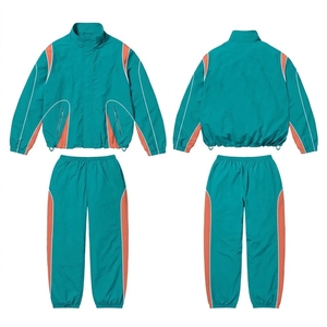 Men's Hooded <b>Windbreaker</b> Jacket Color Blocking Coral <b>Black</b> Zipper Closure Casual Autumn Wear Polyester Shell - Product Image 6
