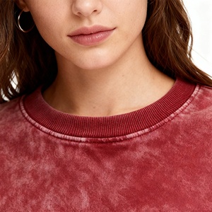 Pulls en coton personnalisés avec logo pour femmes, col rond ample et manches longues, couleur unie, vente en gros - Product Image 5