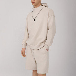 Men's Winter Casual Breathable Soft Fabric Two-Piece Hoodie and Shorts <b>Set</b> with Custom Colors - Product Image 2