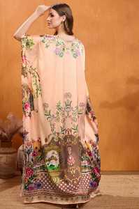 Wholesale Designer Turkish Style <b>Kaftan</b> Kurta Women Polyester Handmade Batwing Sleeves V Neck Regular Fit Flared Hem Breathable - Product Image 6