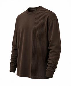Suéter de Punto para Hombre, Cuello Redondo, Manga Larga, Color Marrón, Corte Regular, Informal, Color Sólido, Invierno, 100% Algodón, Secado Rápido - Product Image 4