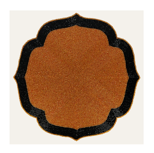 Beaded <b>Placemats</b> Pads Style Orange <b>Black</b> Fabric <b>Placemat</b> Decorative Pad Handmade Beaded Flower Shape Table Mat - Product Image 1