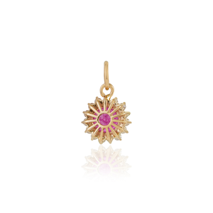 Colgante minimalista de oro amarillo puro de 14 quilates con rubí y diamante de corte redondo, piedra preciosa natural, para regalo de mujer. - Product Image 6
