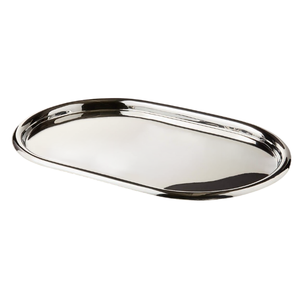 Juego de 2 bandejas decorativas de acero inoxidable, plateadas, ovaladas, para joyas, baño, tocador, pequeñas bandejas para servir, acabado pulido tipo espejo - Product Image 3