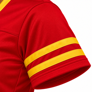 Camiseta Deportiva de Fútbol para Mujer PDK, Manga Corta, Cuello en V, con Emblema Decorativo y Franjas en las Mangas - Product Image 5