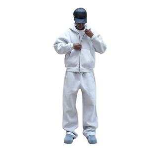 Custom Oversized Winter Men's Two-Piece Set High Quality Heavyweight 500gsm Zip-Up Hoodie Sweatpants Lined Design - Product Image 1