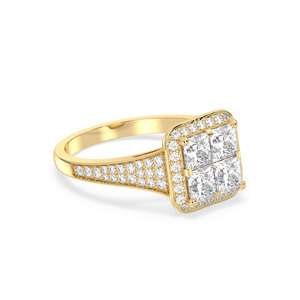 Bagues de fiançailles REYES en argent sterling 925 plaqué or, coupe princesse, 2,02 carats, moissanite, certifiées GRA, bijoux fins originaux - Product Image 3