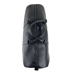 Minimalist Black Pebbled Leather Travel Duffel <b>Bag</b> <b>Rolled</b> Handles Adjustable Shoulder Strap Weekender Holdall - Product Image 4