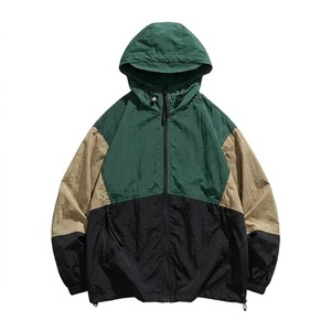 Men's Hooded Windproof <b>Racer</b> <b>Jacket</b> Color Blocking Polyester Spring Sporty Loose Fit Zipper Closure - Product Image 3
