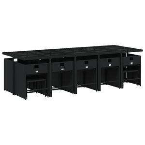 Ensemble de salle à manger de jardin en rotin noir, 14 pièces, mobilier d'extérieur contemporain, résistant aux intempéries, pour plus de 10 personnes - Product Image 6