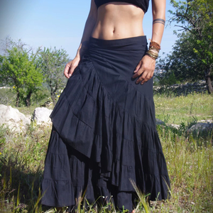 Jupe longue en coton, jupe portefeuille tribale, style gothique, bohème, jupe d'été fluide, jupe de danse - Product Image 1