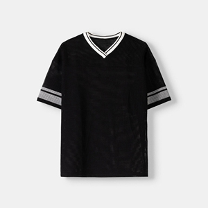 T-shirt en microfibre pour homme 2026, col en V, style hip-hop, maille respirante, tissu doux et confortable, coupe oversize personnalisée, séchage rapide, tendance - Product Image 5