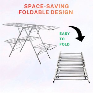 Séchoir à linge pliable multifonctionnel pour vêtements, organisateur de buanderie, support de rangement domestique peu encombrant - Product Image 3
