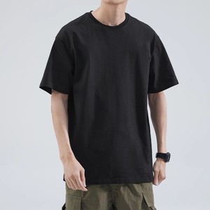 Camiseta de manga corta para hombre, color sólido, 180g, con logo impreso, cuello redondo, personalizada OEM, para verano - Product Image 1