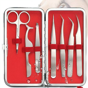 Ensemble professionnel de 7 pinces à épiler en acier inoxydable doré, réutilisables, qualité A+, pointues, pour extensions de cils et faux cils - Product Image 5