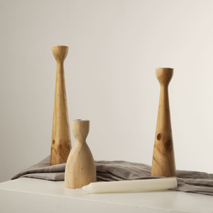 Support de bougie haut de gamme en bois, style nordique rustique, pour bougies chauffe-plat, accessoire de décoration Ramadan, par MULTI CRAFT - Product Image 1