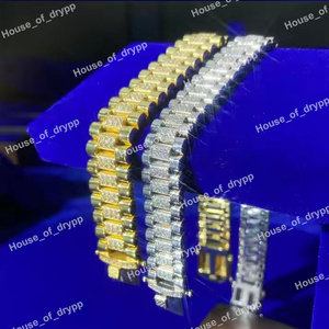 Bracelet à maillons épais en moissanite, finition rhodiée, avec diamant rond taille brillant pour homme - Product Image 5