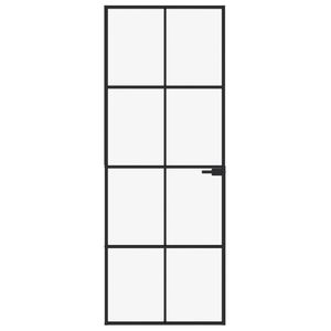 Porte intérieure fine en verre trempé et aluminium noir 29,9''x79,3'' - Product Image 3