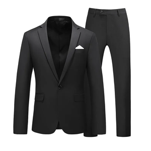 Costume de mariage noir en jacquard floral pour homme, blazer à revers cranté, gilet, coupe moderne, ensembles de costumes formels de luxe pour homme - Product Image 1