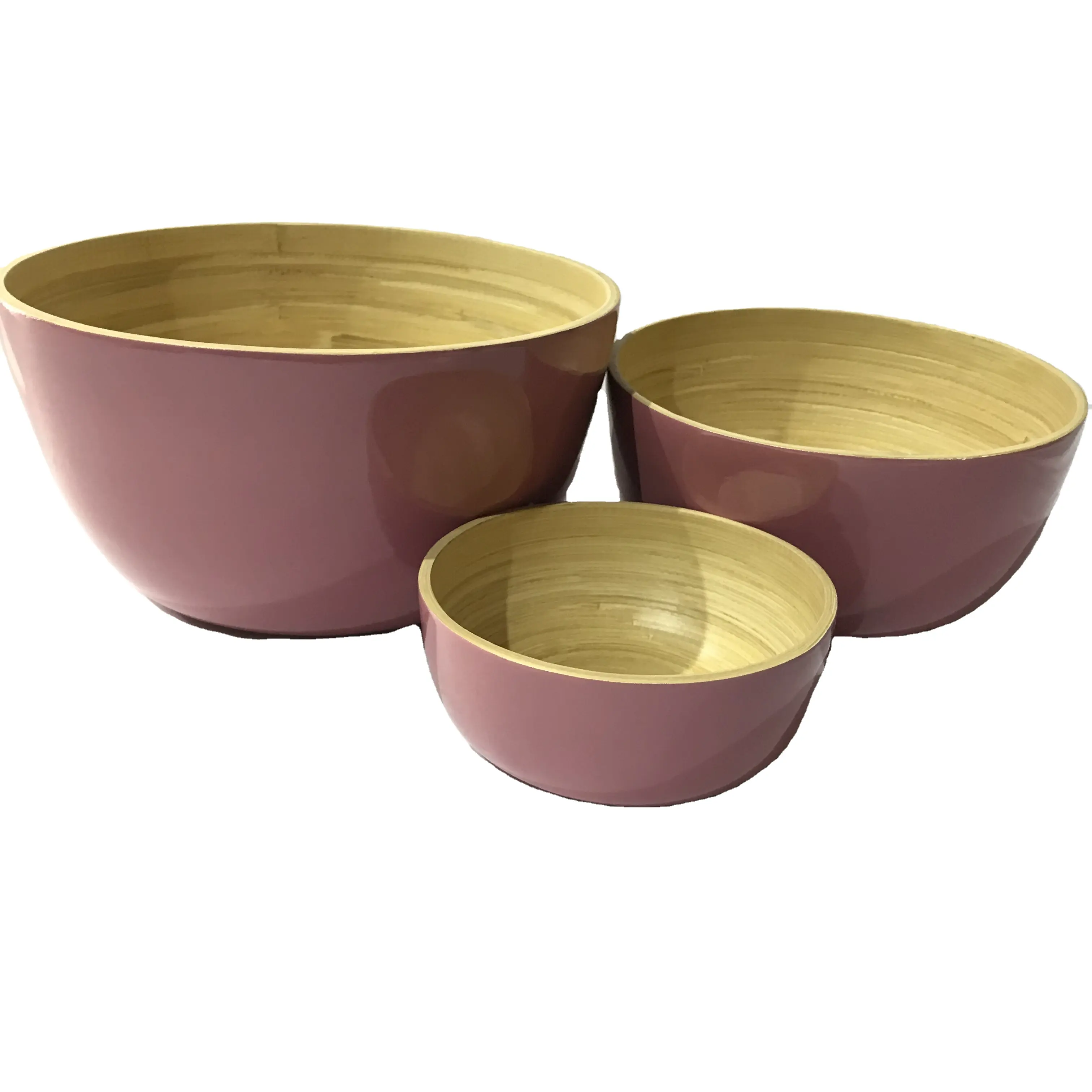 Best selling hot item set of 3 spun bamboo bowls customized colors OEM & ODM kitchenware from Viet Nam