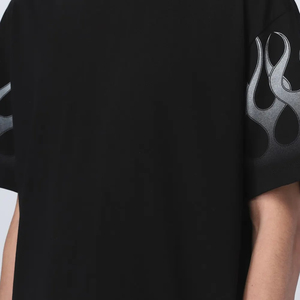 T-shirt et ensembles pour hommes avec imprimé DTF Black Flame, streetwear oversize, qualité supérieure, logo personnalisé, mode décontractée d'été, nouveau design - Product Image 4